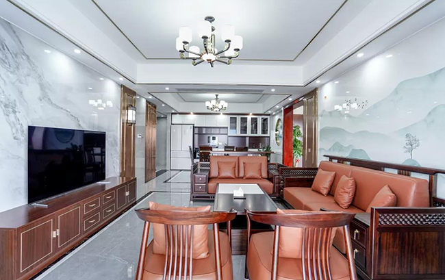 150㎡新中式與愛(ài)馬仕橙的碰撞，感受古典與現(xiàn)代交融的詩(shī)情畫(huà)意